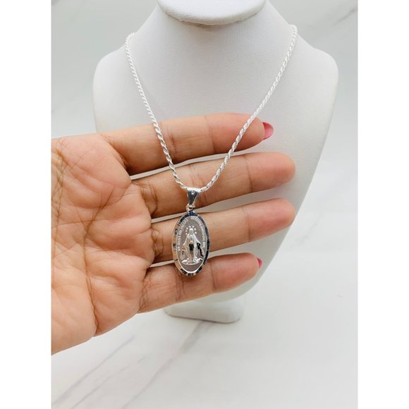 925 sterling silver necklace & pendant miraculous Virgin - Virgen inmaculada
